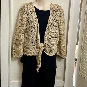 Faded Glory, Beige and Gold Knitted Cover-up Shawl (L)